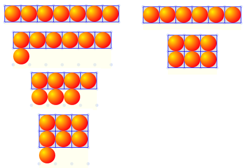 possible rectangular arrangements for six and seven